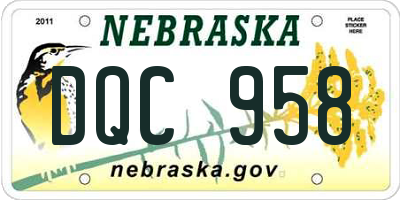NE license plate DQC958