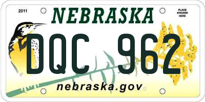 NE license plate DQC962