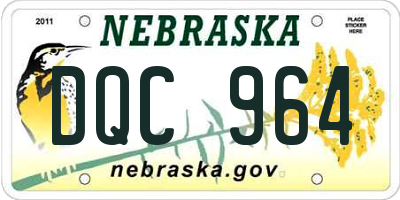 NE license plate DQC964