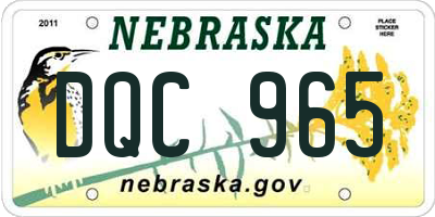 NE license plate DQC965