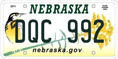 NE license plate DQC992