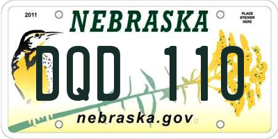 NE license plate DQD110