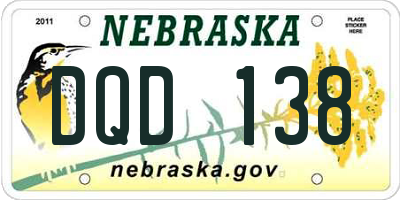 NE license plate DQD138