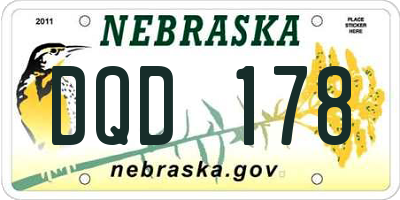 NE license plate DQD178
