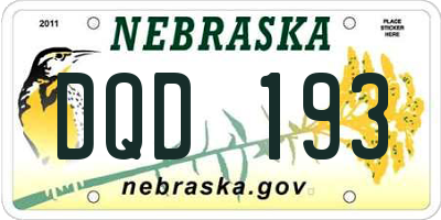 NE license plate DQD193