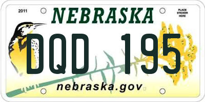 NE license plate DQD195