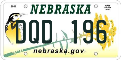 NE license plate DQD196