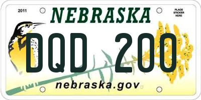 NE license plate DQD200