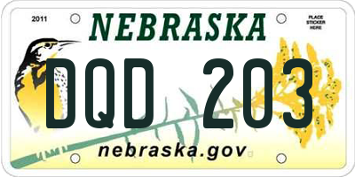 NE license plate DQD203