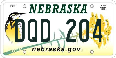 NE license plate DQD204