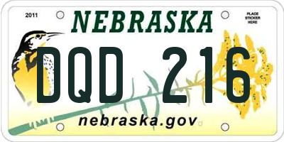 NE license plate DQD216