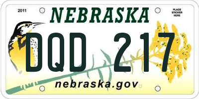 NE license plate DQD217