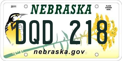NE license plate DQD218