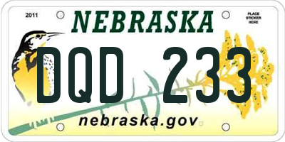 NE license plate DQD233