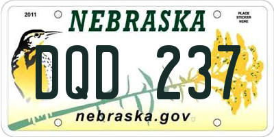 NE license plate DQD237
