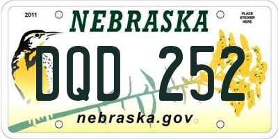 NE license plate DQD252