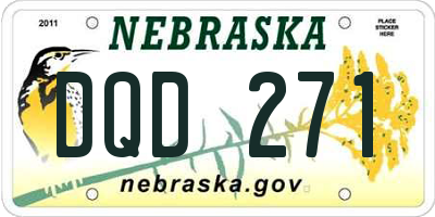 NE license plate DQD271