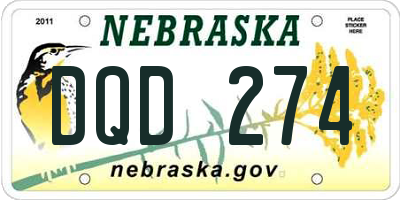 NE license plate DQD274