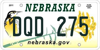 NE license plate DQD275