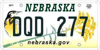 NE license plate DQD277