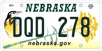 NE license plate DQD278