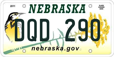 NE license plate DQD290