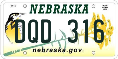 NE license plate DQD316