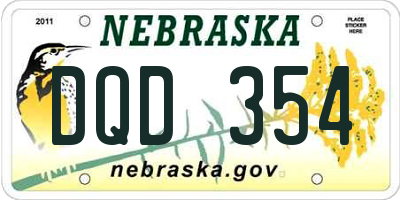 NE license plate DQD354