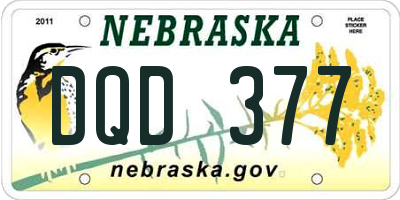 NE license plate DQD377