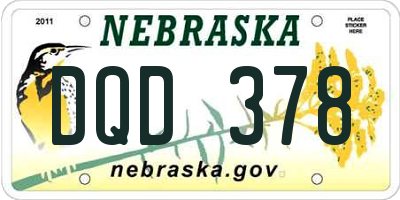 NE license plate DQD378