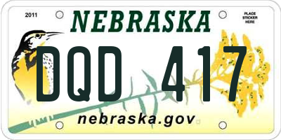 NE license plate DQD417