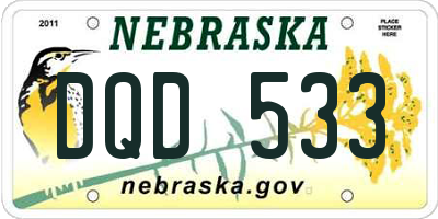 NE license plate DQD533