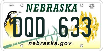 NE license plate DQD633