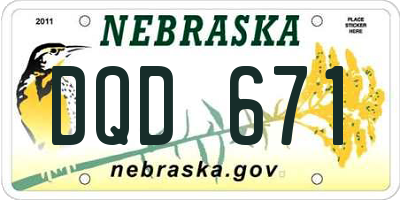 NE license plate DQD671