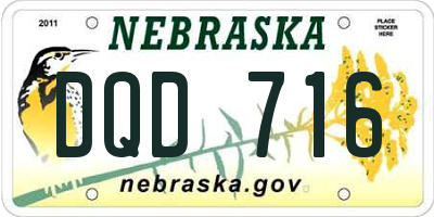 NE license plate DQD716