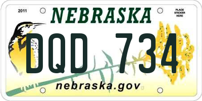 NE license plate DQD734