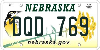 NE license plate DQD769