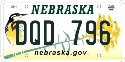 NE license plate DQD796