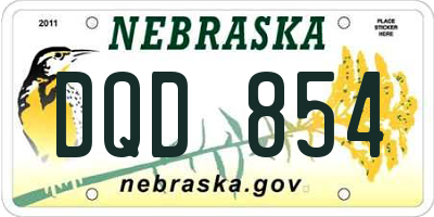 NE license plate DQD854