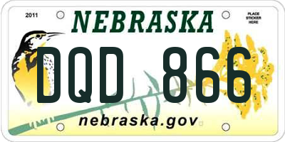 NE license plate DQD866