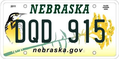 NE license plate DQD915