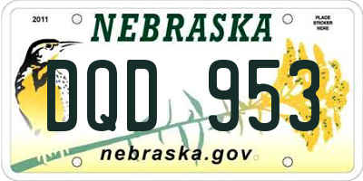 NE license plate DQD953