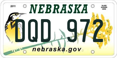 NE license plate DQD972