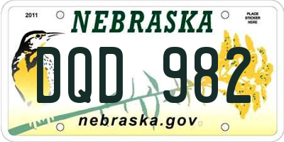 NE license plate DQD982