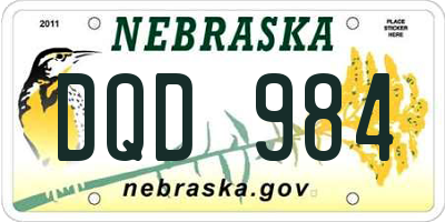 NE license plate DQD984