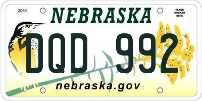 NE license plate DQD992