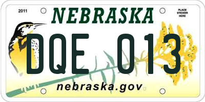 NE license plate DQE013