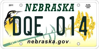 NE license plate DQE014