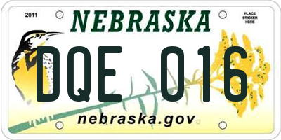 NE license plate DQE016