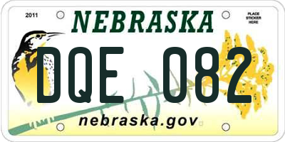 NE license plate DQE082